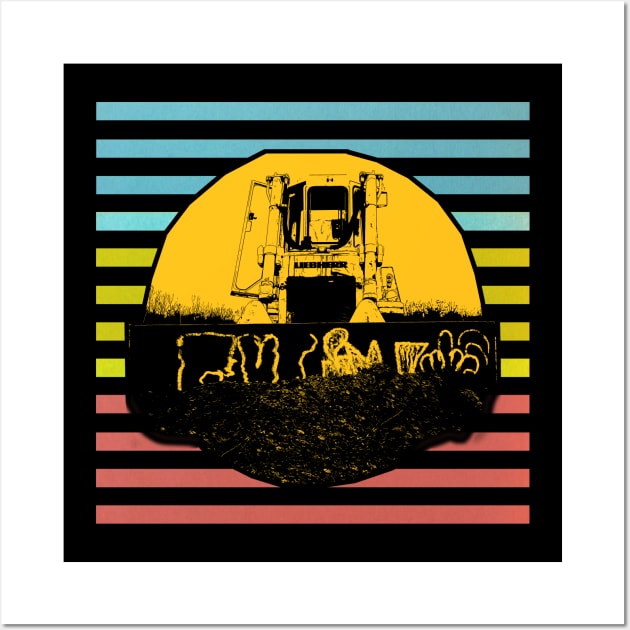 Bulldozer retro design Wall Art by WOS